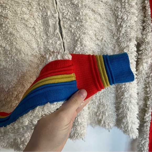 Free People Marshmallow Striped Mock Neck Pullover 1/2 Zip Rainbow Beige XS - Picture 7 of 11